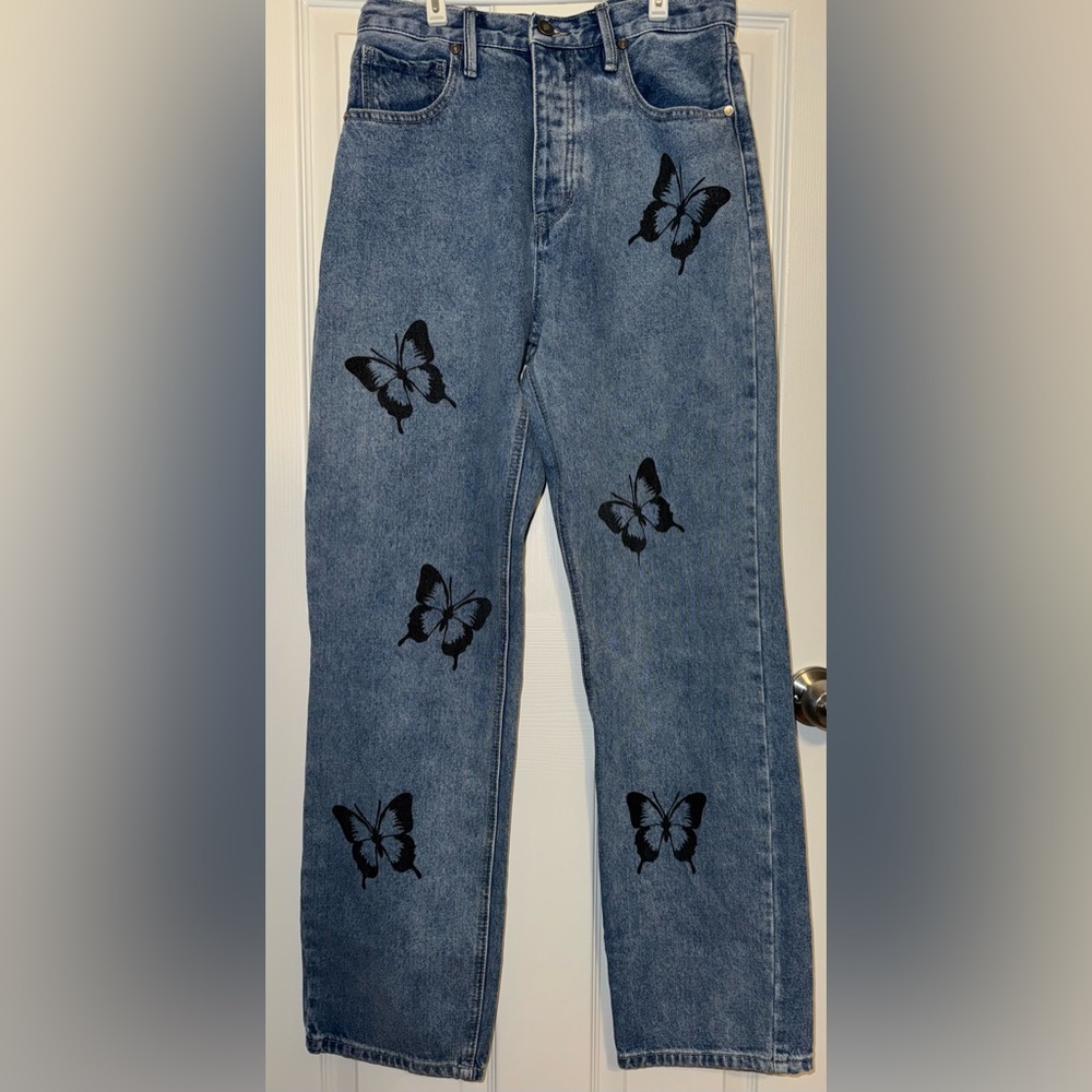 Breathtaking Butterflies Non Stretch Jeans - Medium Blue Wash